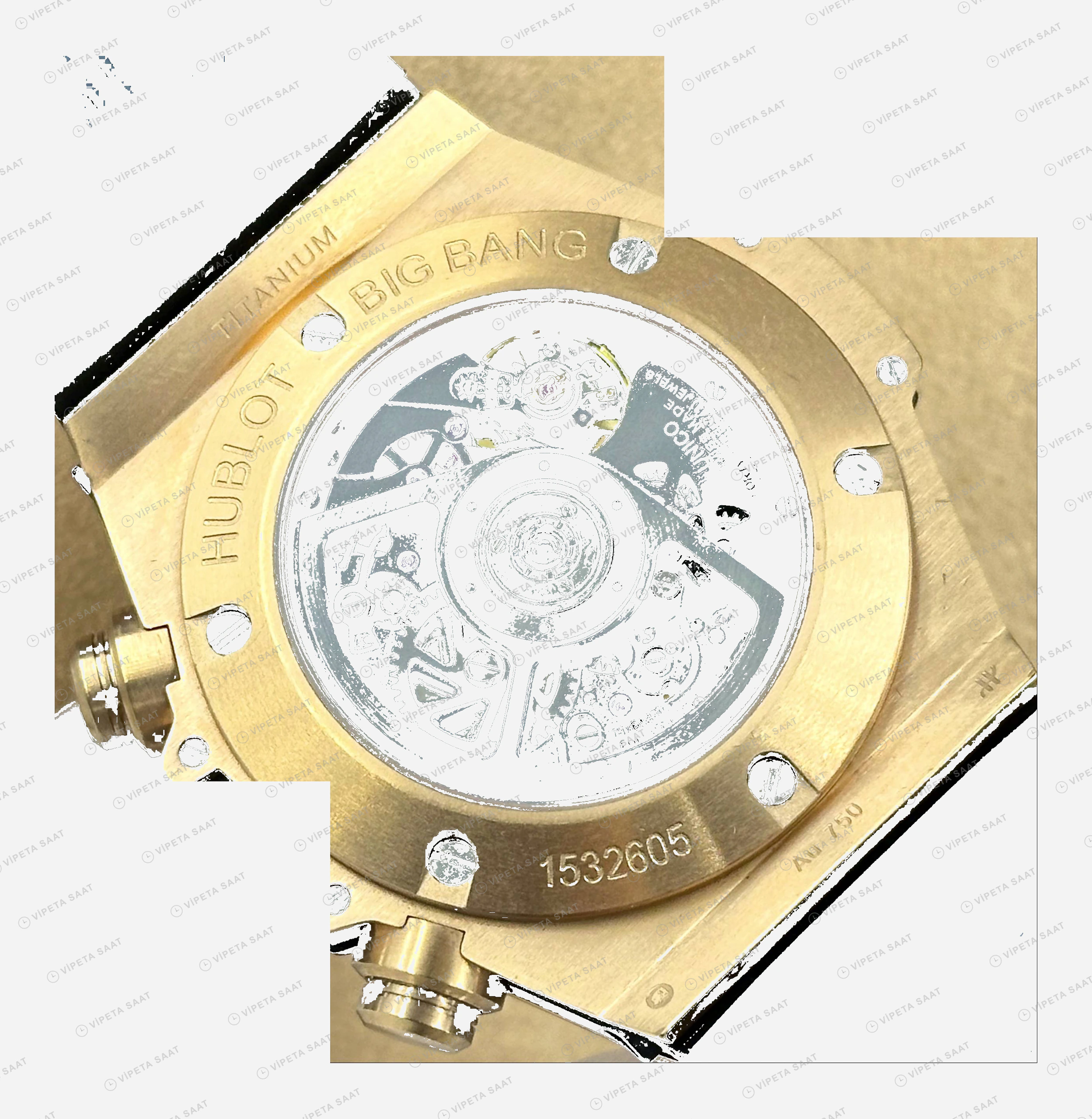 Hublot Big Bang Unico Rose Skeleton Siyah Kauçuk Kronograf Super Clone ETA Eta Saat detay 6