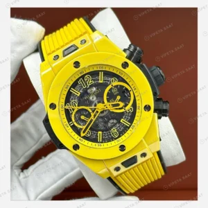 Hublot Big Bang Unico Sarı Seramik Skeleton Düz Kauçuk Super Clone ETA Eta Saat detay 3