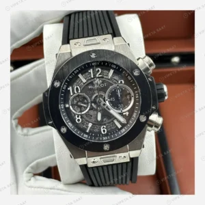 Hublot Big Bang Unico Siyah Skeleton Kronograf Kauçuk Super Clone ETA Eta Saat detay 6