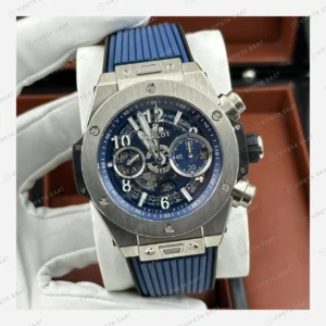 Hublot Big Bang Unico Titanyum Mavi Skeleton Kronograf Super Clone ETA Eta Saat detay 6