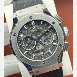 Hublot Big Bang Unico Titanyum Skeleton Kronograf Gri Kauçuk Super Clone ETA Eta Saat detay 6