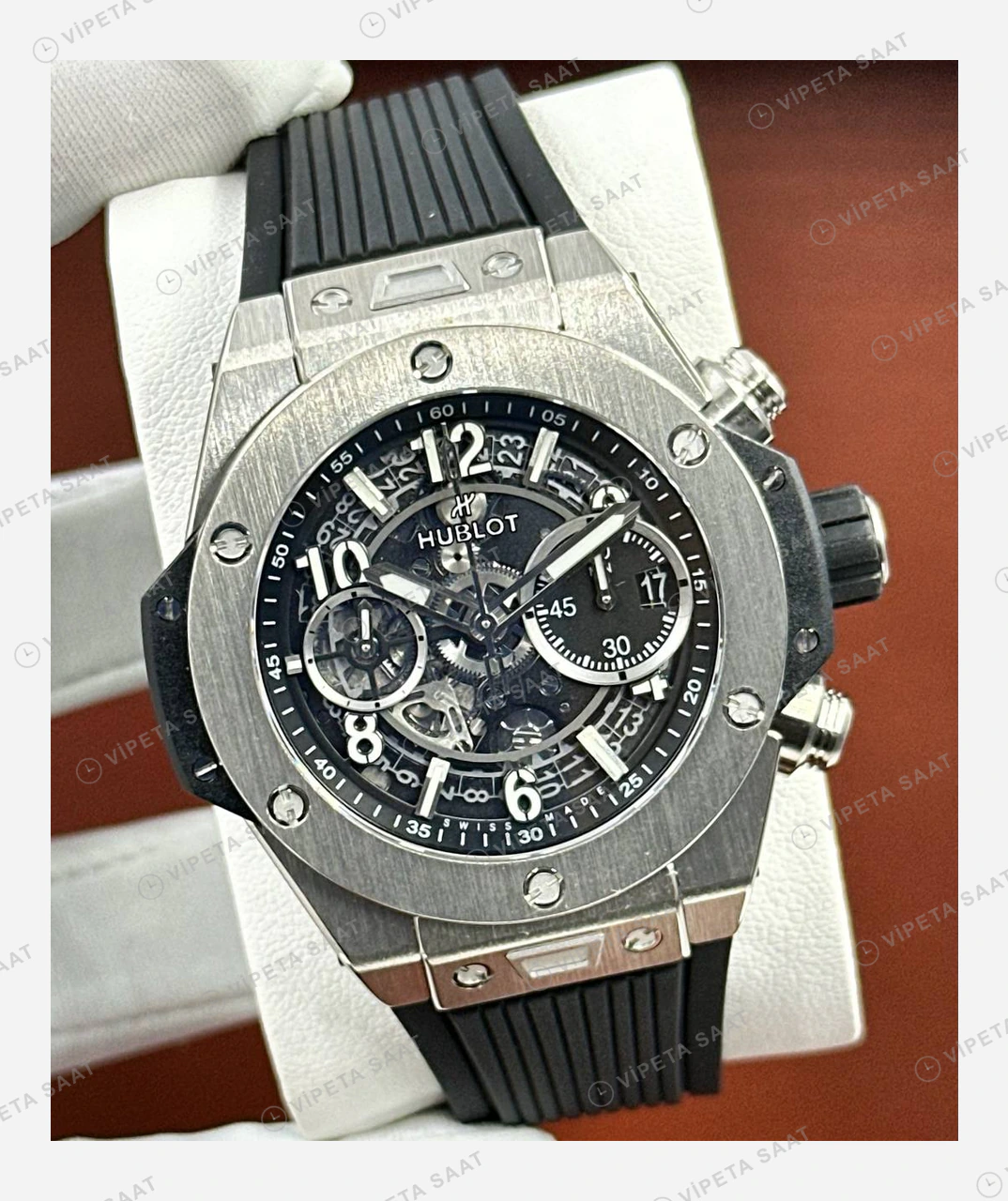 Hublot Big Bang Unico Titanyum Skeleton Kronograf Gündüz Super Clone ETA Eta Saat detay 6