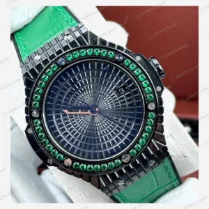 Hublot Big Bang Yeşil Pave Elmas Taşlı Bezel Kadran Super Clone ETA Eta Saat detay 6