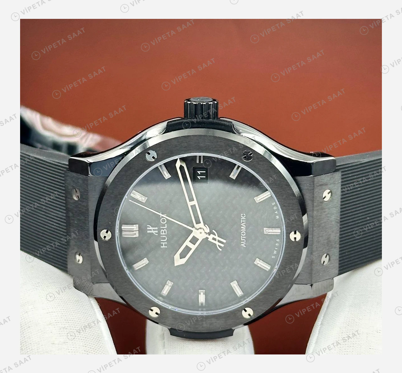 Hublot Classic Fusion Karbon Gri Kadran Deri Super Clone ETA Eta Saat detay 4