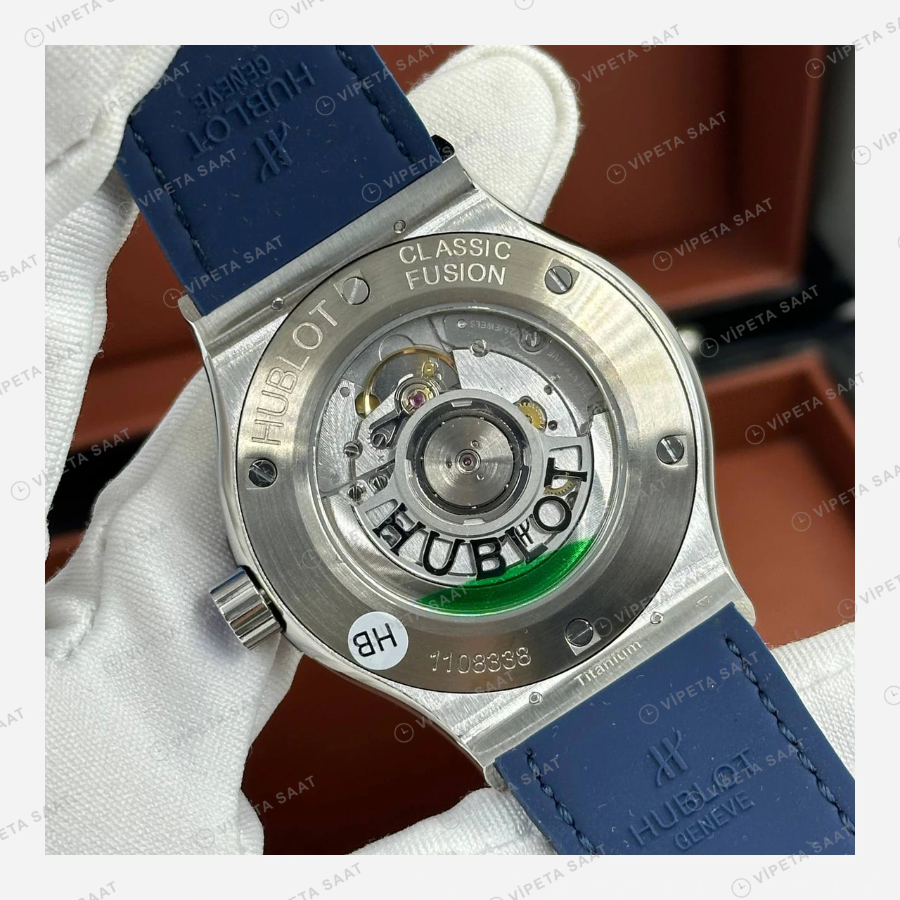 Hublot Classic Fusion Mavi Kadran Deri Gece Super Clone ETA Eta Saat detay 5