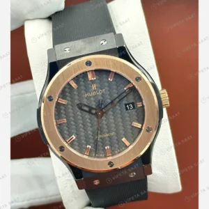 Hublot Classic Fusion Rose Gold Karbon Kadran Kauçuk Super Clone ETA Eta Saat detay 5
