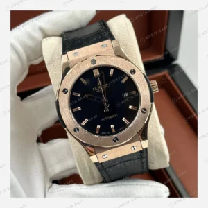 Hublot Classic Fusion Rose Gold Mavi Kadran Deri Super Clone ETA Eta Saat detay 5