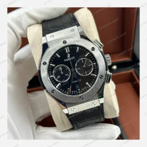 Hublot Classic Fusion Siyah Kronograf Çelik Deri Super Clone ETA Eta Saat detay 3