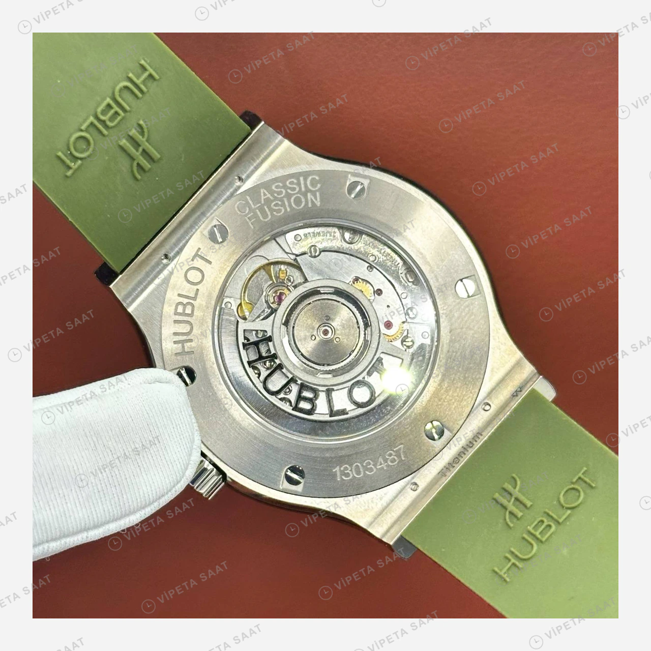 Hublot Classic Fusion Yeşil Kadran Çelik Kauçuk Super Clone ETA Eta Saat detay 6