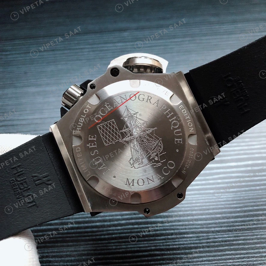 Hublot King Power Oceanographic 4000 Siyah Kadran Kaucuk Kordon Super Clone Eta Eta Saat detay 4