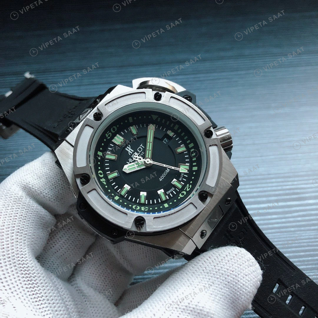 Hublot King Power Oceanographic 4000 Siyah Kadran Kaucuk Kordon Super Clone Eta Eta Saat detay 9