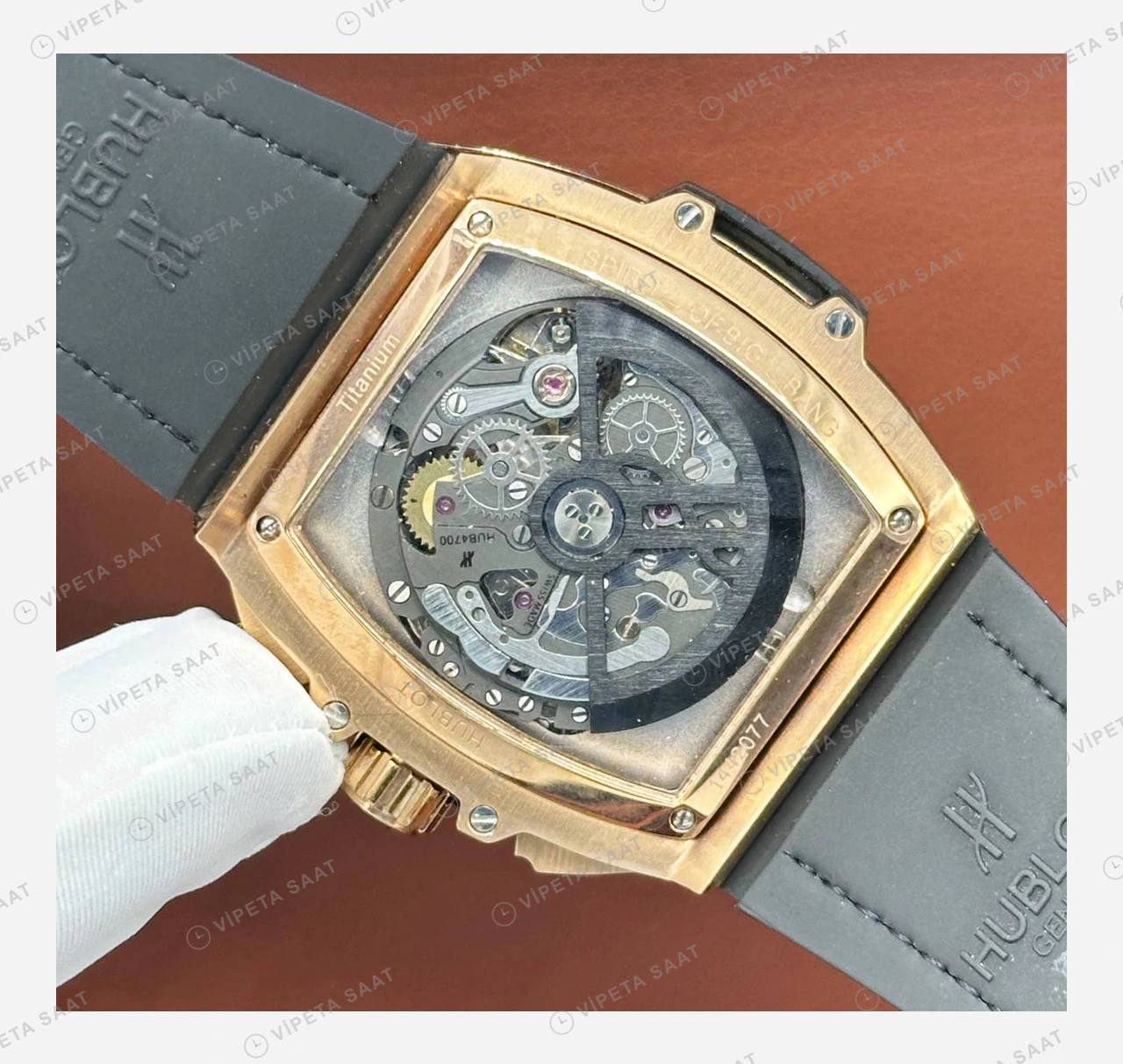 Hublot Spirit of Big Bang Rose Skeleton Kahve Deri Super Clone ETA Eta Saat detay 3