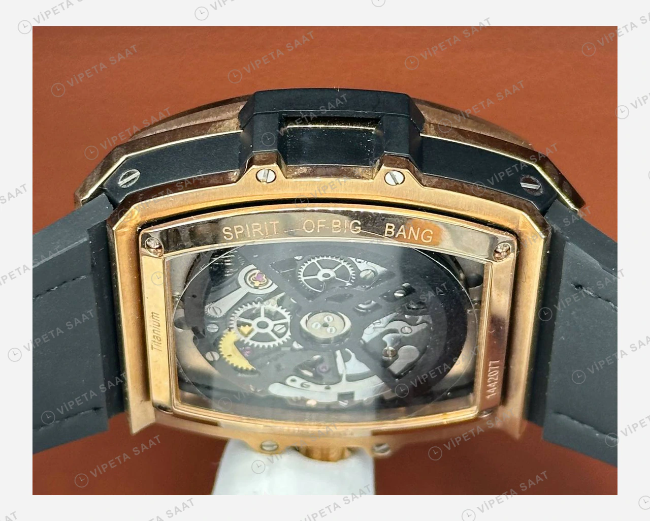 Hublot Spirit of Big Bang Rose Skeleton Kahve Deri Super Clone ETA Eta Saat detay 4