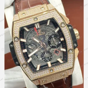Hublot Spirit of Big Bang Rose Skeleton Kahve Deri Super Clone ETA Eta Saat detay 6