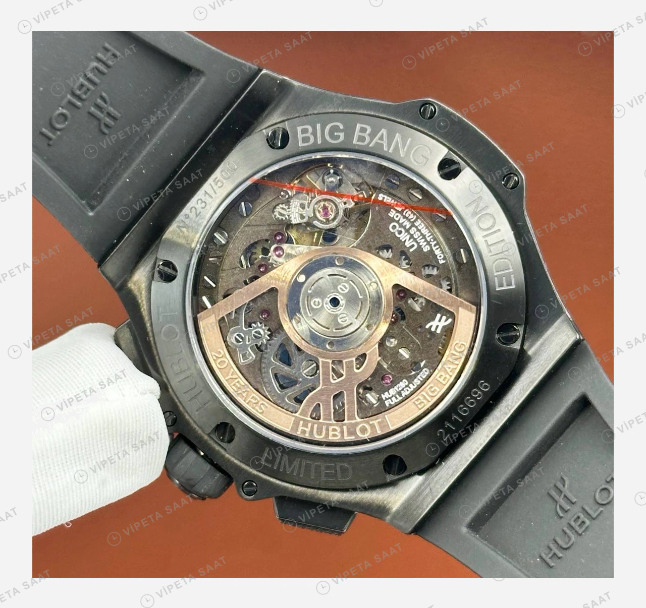 Hublot Spirit of Big Bang Siyah Seramik Skeleton Kauçuk Super Clone ETA Eta Saat detay 5