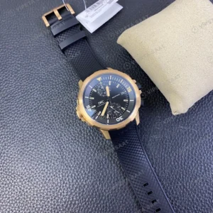 IWC Aquatimer Kronograf Bronz Kasa Siyah Kadran Kaucuk Kordon Super Clone Eta Saat görünüm 5