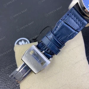 IWC Big Pilot Celik Kasa Mavi Kadran Mavi Deri Super Clone Eta Saat görünüm 1