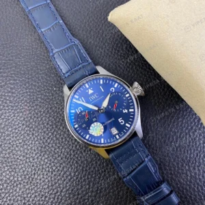IWC Big Pilot Celik Kasa Mavi Kadran Mavi Deri Super Clone Eta Saat görünüm 5