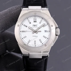 IWC Ingenieur Beyaz Kadran Celik Kordon Super Clone Eta Eta Saat karşıdan görünüm