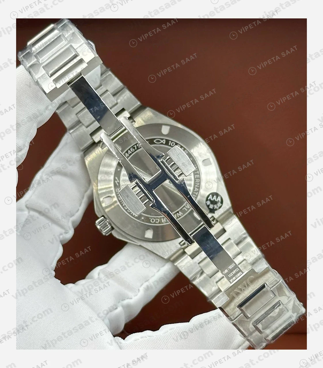 IWC Ingenieur Siyah Kadran Çelik Super Clone ETA Eta Saat detay 4