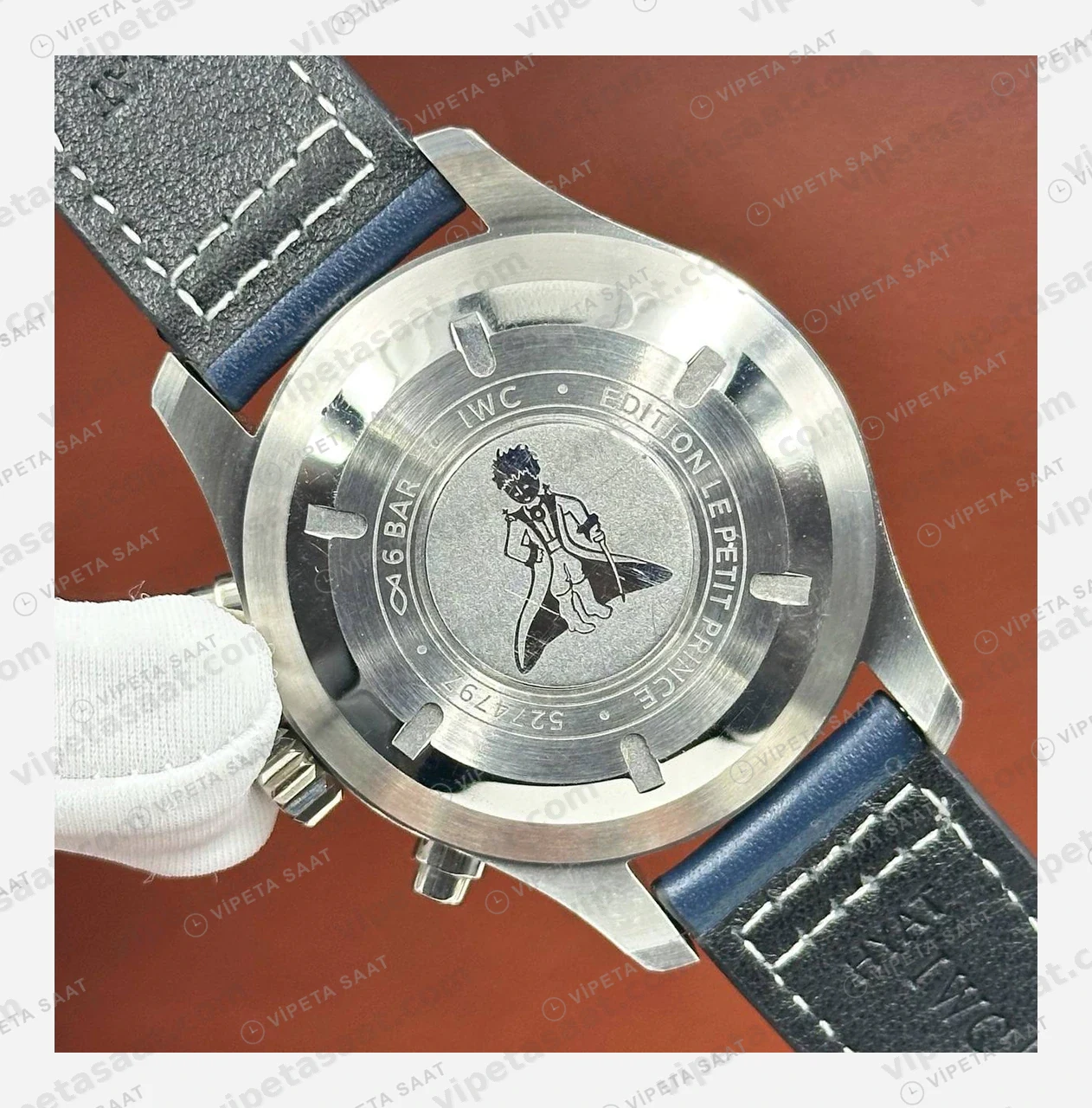 IWC Pilot Chronograph Mavi Kadran Deri Super Clone ETA Eta Saat detay 4