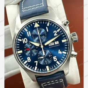 IWC Pilot Chronograph Mavi Kadran Deri Super Clone ETA Eta Saat detay 5