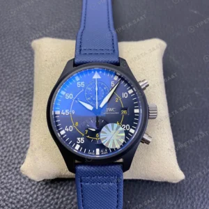 IWC Pilot Chronograph Mavi Kadran Seramik Kasa Nato Kordon Super Clone Eta Eta Saat karşıdan görünüm