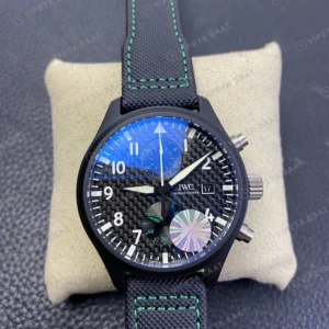IWC Pilot Chronograph Top Gun Siyah Kadran Seramik Kasa Nato Kordon Super Clone Eta Eta Saat karşıdan görünüm