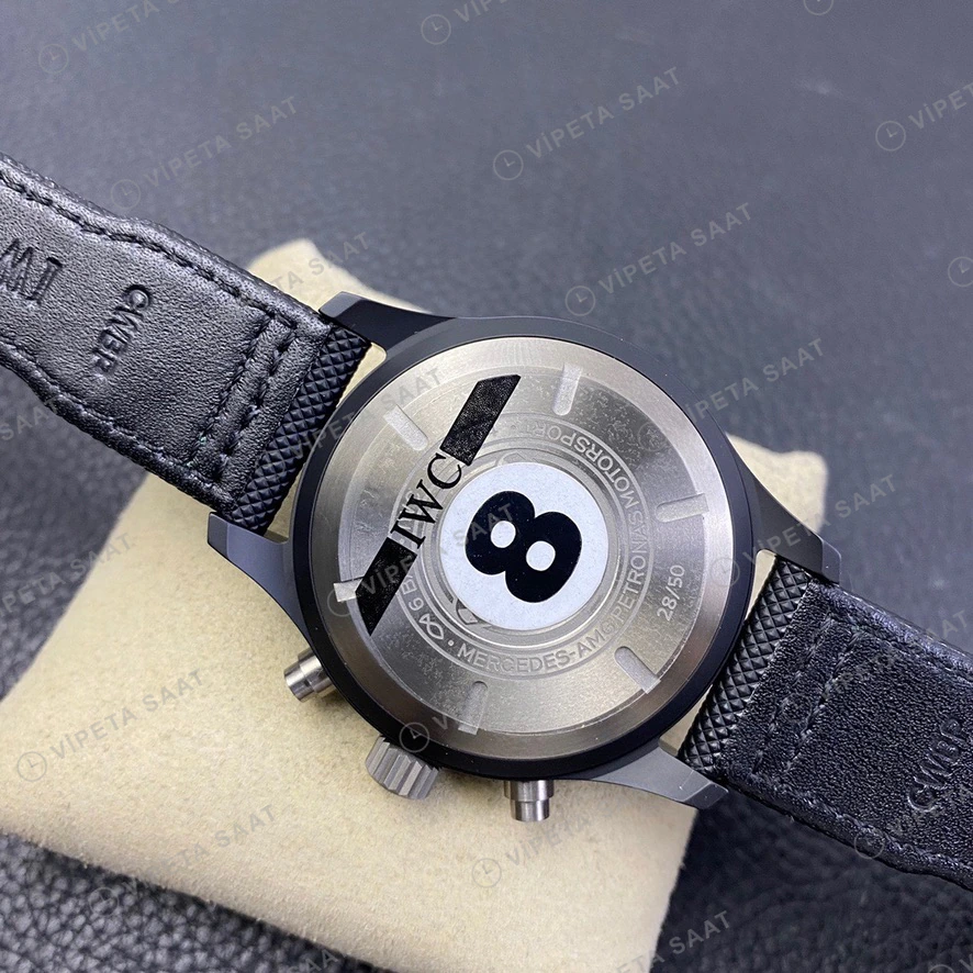 IWC Pilot Chronograph Top Gun Siyah Kadran Seramik Kasa Nato Kordon Super Clone Eta Eta Saat detay 8