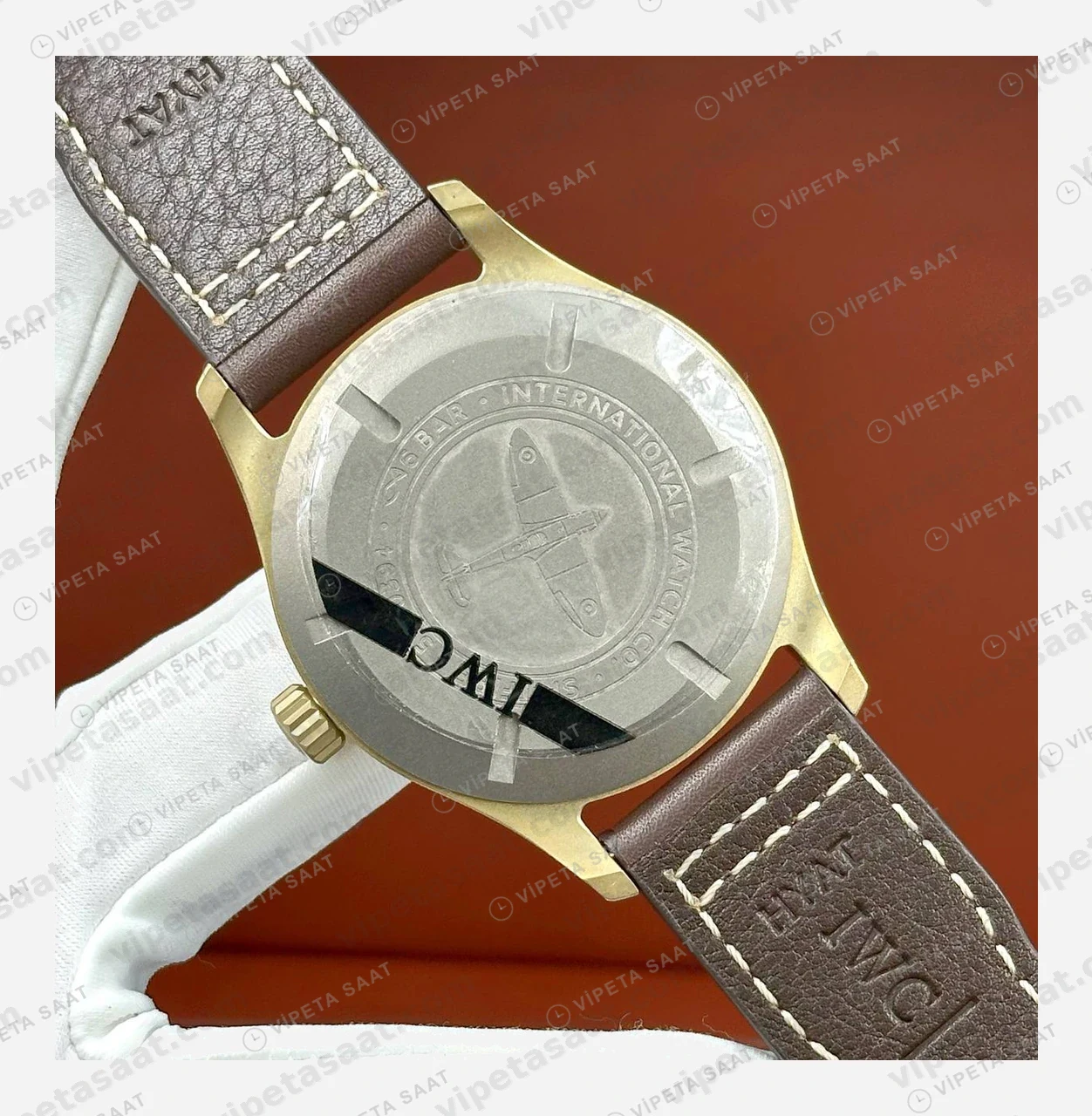 IWC Pilot Mark Yeşil Kadran Bronz Deri Gündüz Super Clone ETA Eta Saat detay 4