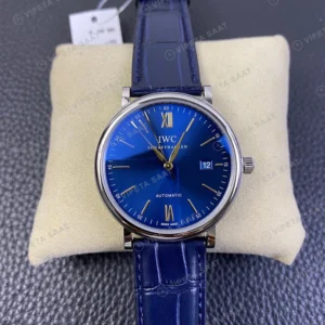 IWC Portofino Mavi Kadran Mavi Deri Kordon Super Clone Eta Eta Saat karşıdan görünüm