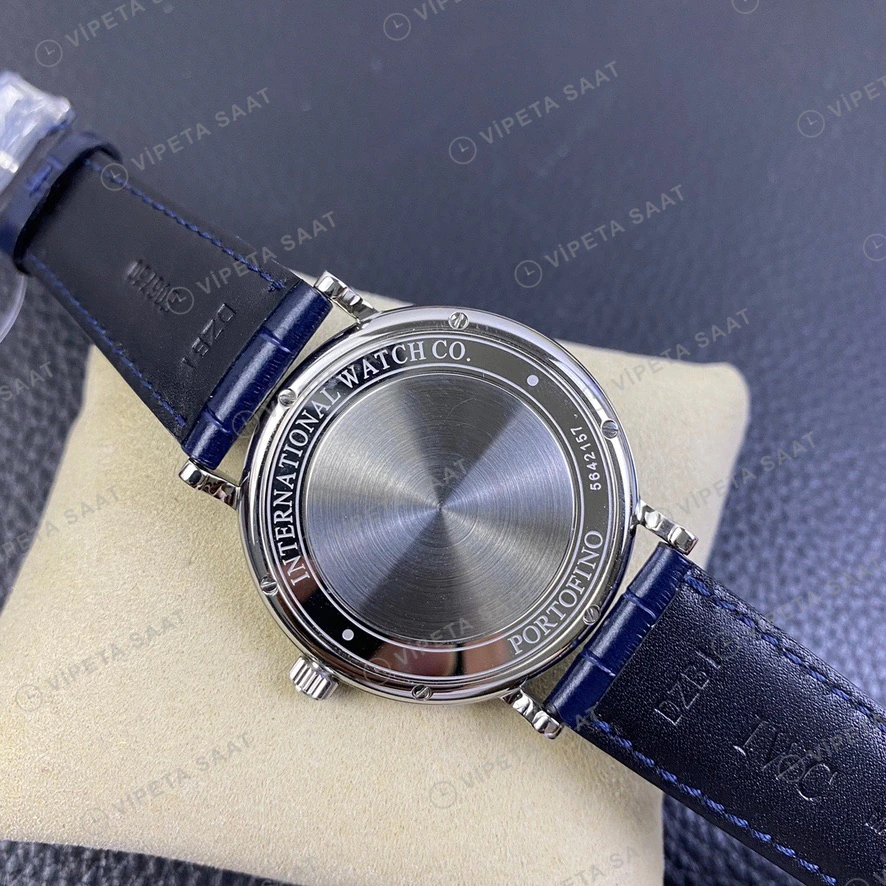 IWC Portofino Mavi Kadran Mavi Deri Kordon Super Clone Eta Eta Saat detay 7