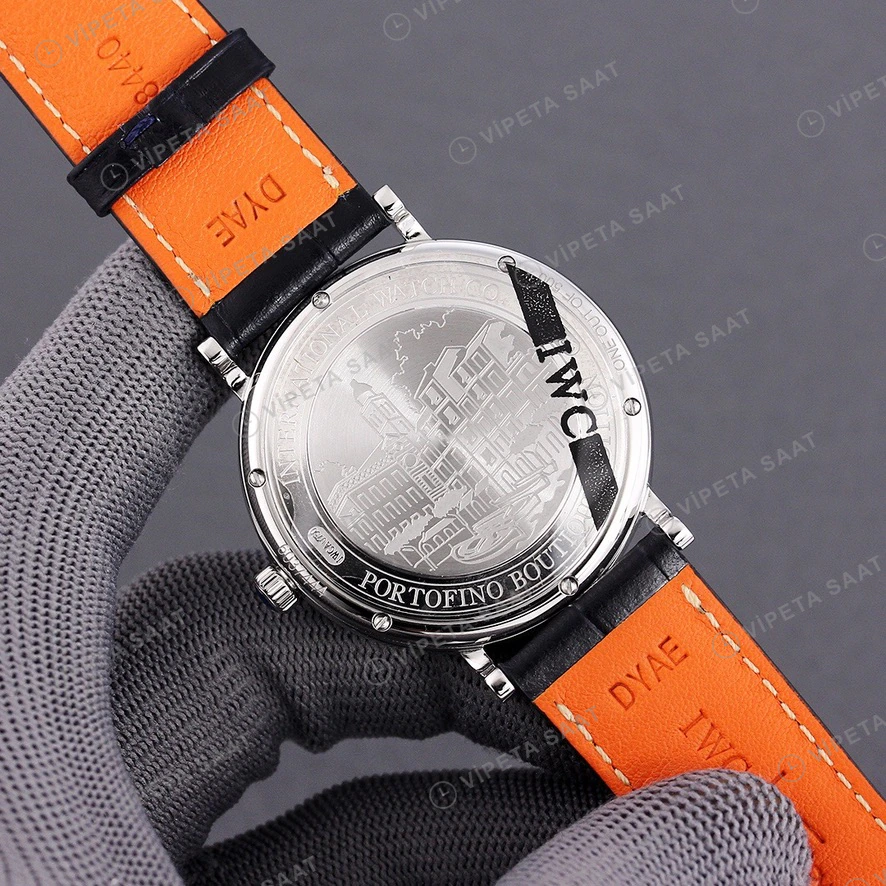 IWC Portofino Mavi Kadran Siyah Deri Kordon Super Clone Eta Eta Saat detay 4