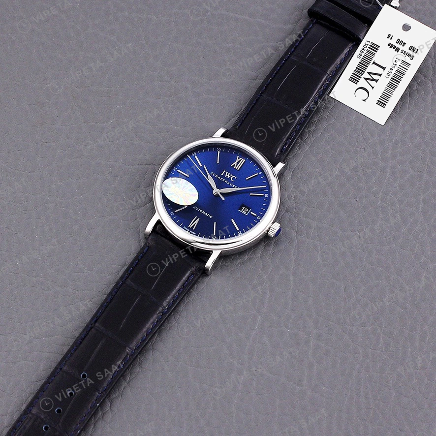 IWC Portofino Mavi Kadran Siyah Deri Kordon Super Clone Eta Eta Saat detay 8