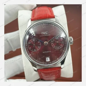 IWC Portugieser Bordo Güç Göstergeli Deri Super Clone ETA Eta Saat detay 3