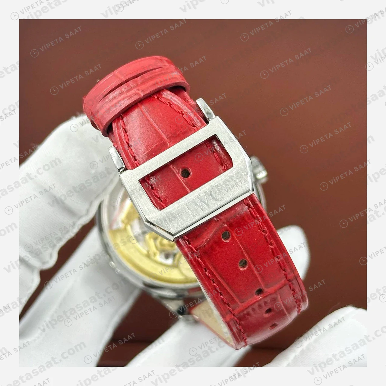 IWC Portugieser Bordo Güç Göstergeli Deri Super Clone ETA Eta Saat detay 4
