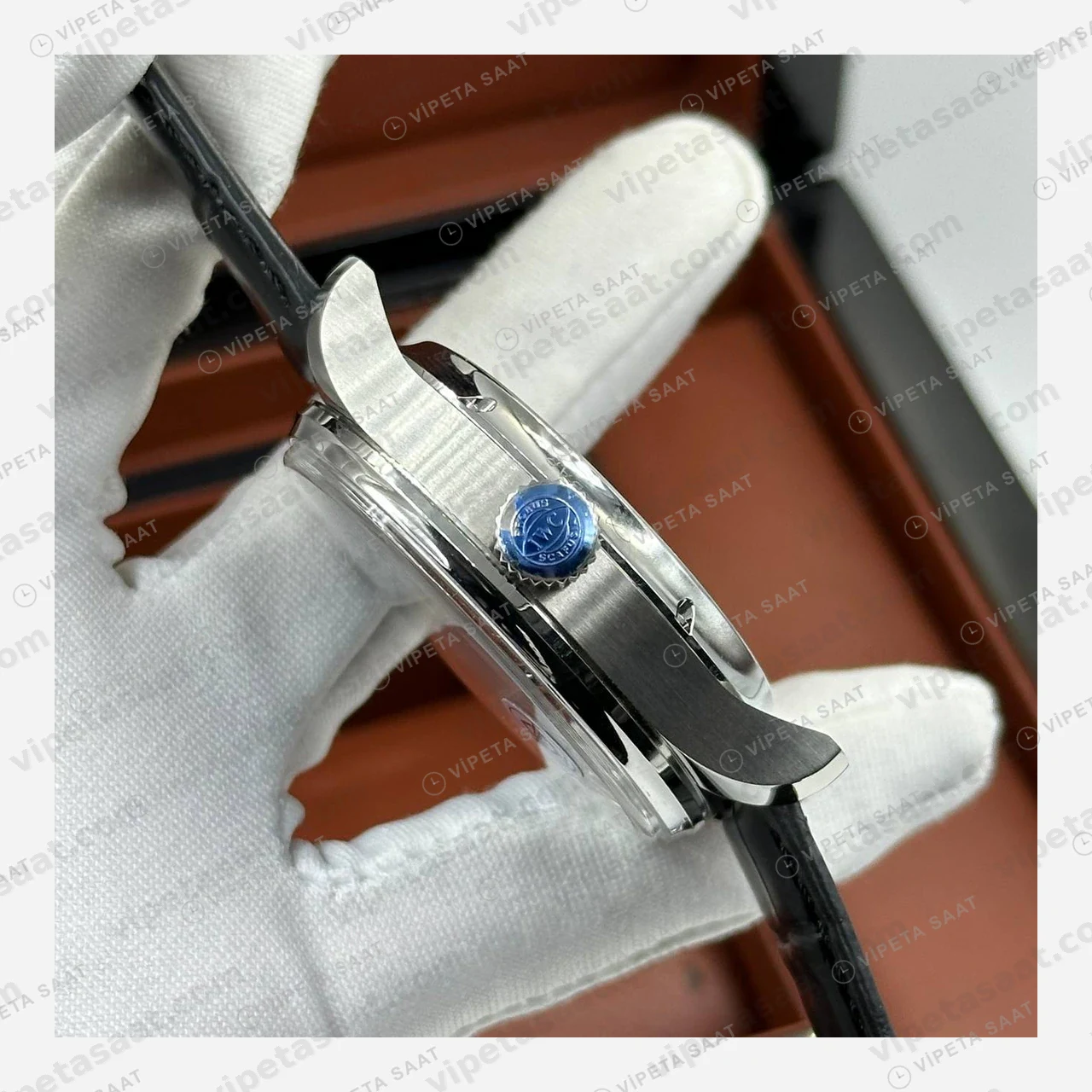 IWC Portugieser Mavi Takvim Ay Evreli Deri Super Clone ETA Eta Saat detay 7