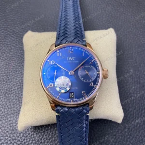 IWC Portugieser Rose Kasa Mavi Kadran Mavi Deri Super Clone Eta Saat görünüm 1