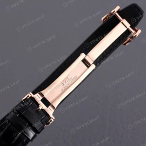 IWC Portugieser Tourbillon Moonphase Beyaz Kadran Rose Kasa Siyah Deri Kordon Super Clone Eta Saat görünüm 1