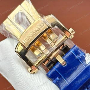 Jacob Co Astronomia Altın Ejderha Deri Parlak Super Clone ETA Saat karşıdan görünüm
