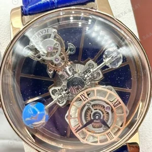 Jacob Co Astronomia Rose Skeleton Tourbillon Deri Super Clone ETA Saat detay 5