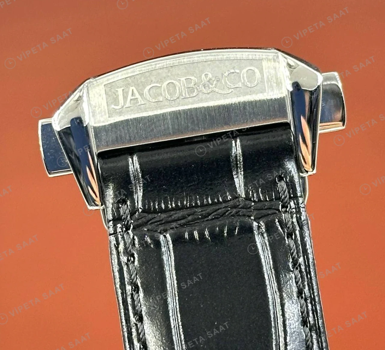 Jacob Co Caviar Rulet Siyah Kadran Deri Düz Super Clone ETA Saat karşıdan görünüm