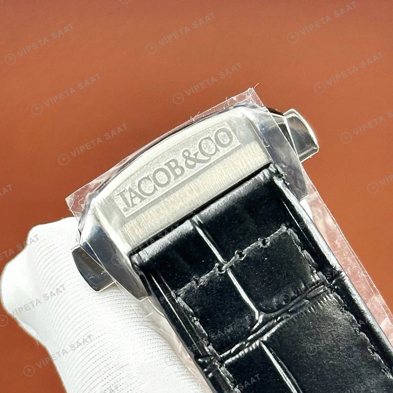 Jacob Co Opera Siyah Skeleton Deri Super Clone ETA Saat detay 5