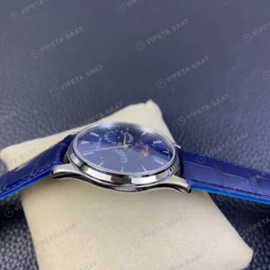 Jaeger-LeCoultre GMT-Master II Master Ultra Thin Gri Kadran Mavi Deri Kordon Super Clone Eta Eta Saat karşıdan görünüm