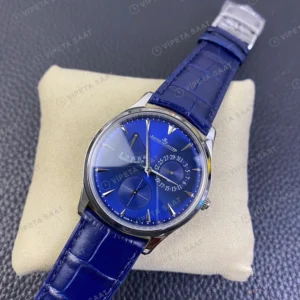Jaeger-LeCoultre GMT-Master II Master Ultra Thin Gri Kadran Mavi Deri Kordon Super Clone Eta Eta Saat detay 3