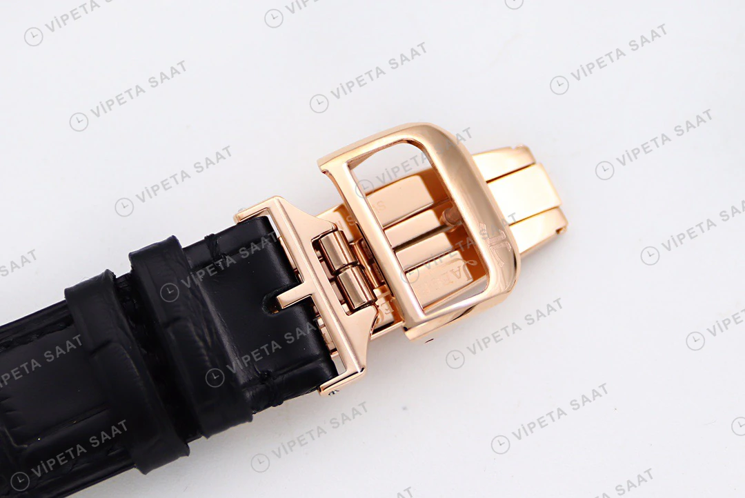 Jaeger-LeCoultre Master Grande Tradition Tourbillon Rose Kasa Gri Kadran Siyah Deri Kordon Super Clone Eta Eta Saat detay 8