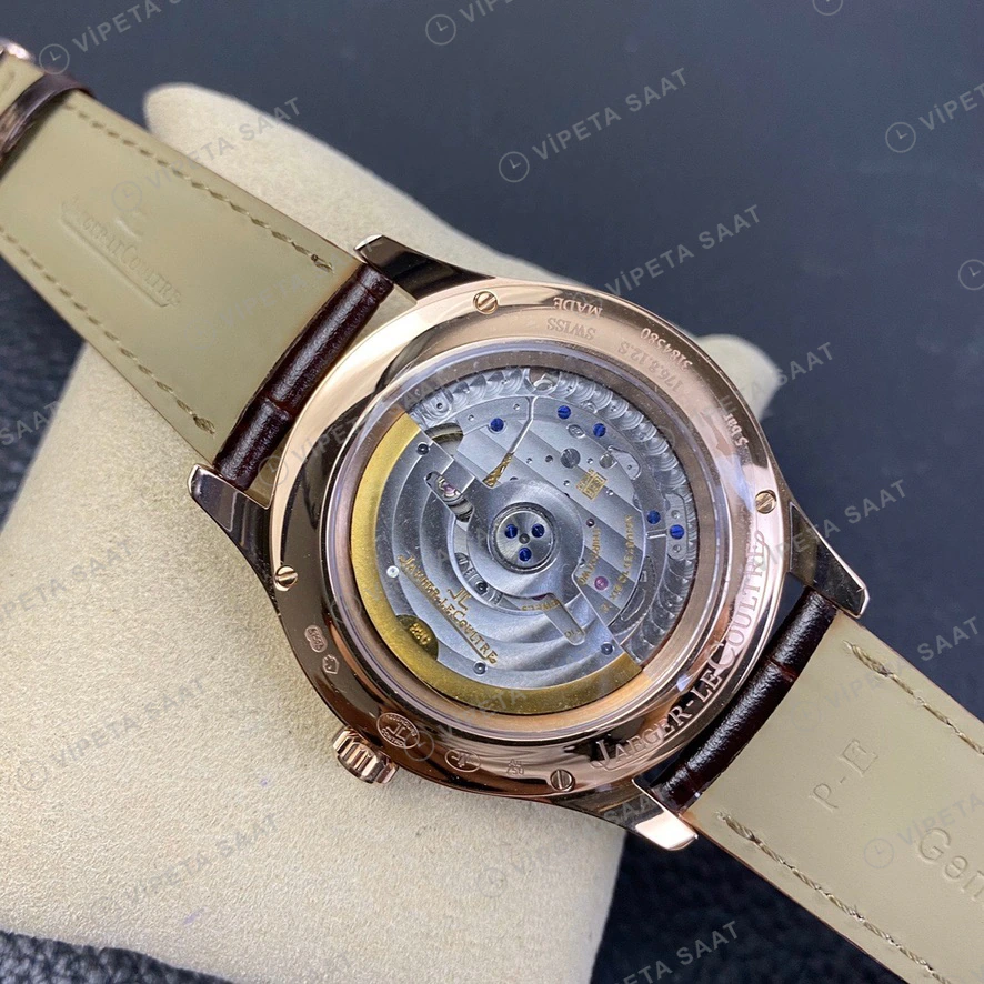 Jaeger-LeCoultre Master Rose Kasa Gumus Kadran Kahverengi Deri Kordon Super Clone Eta Eta Saat detay 5