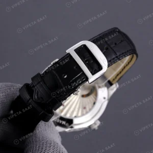 Jaeger-LeCoultre Master Tourbillon Beyaz Kadran Celik Siyah Deri Kordon Super Clone Eta Saat görünüm 1