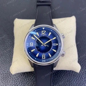 Jaeger-LeCoultre Polaris Mavi Kadran Celik Kasa Kaucuk Kordon Super Clone Eta Eta Saat karşıdan görünüm