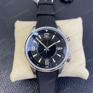 Jaeger-LeCoultre Polaris Siyah Kadran Celik Kasa Kaucuk Kordon Super Clone Eta Eta Saat karşıdan görünüm